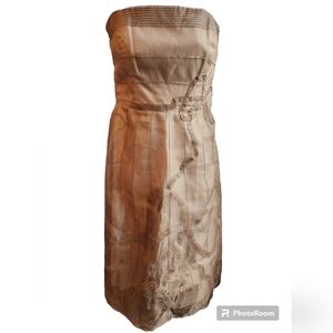 Coast Strapless Dress A-Line Brown Bow Applique Size 12